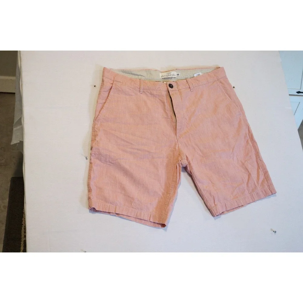 H&M LOGG Mens 36 Salmon Pink Coral Chino Casual Shorts Textured Cotton - Picture 2 of 6